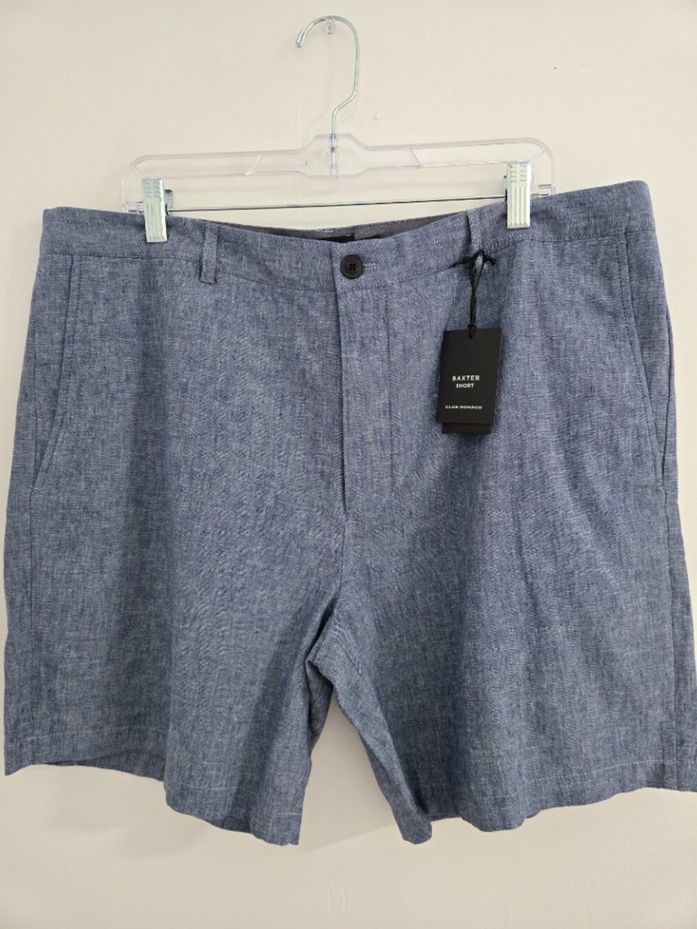 Baxter Short Club Monaco Size 38 Chambray Linen Blue Mix Bleu Casual Shorts Men'